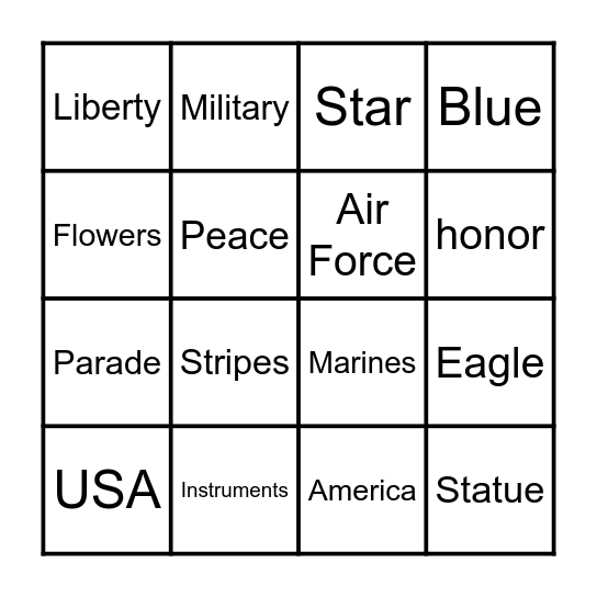 MEMORIAL DAY BINGO Card