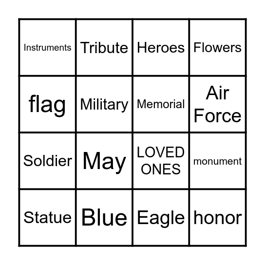 MEMORIAL DAY BINGO Card