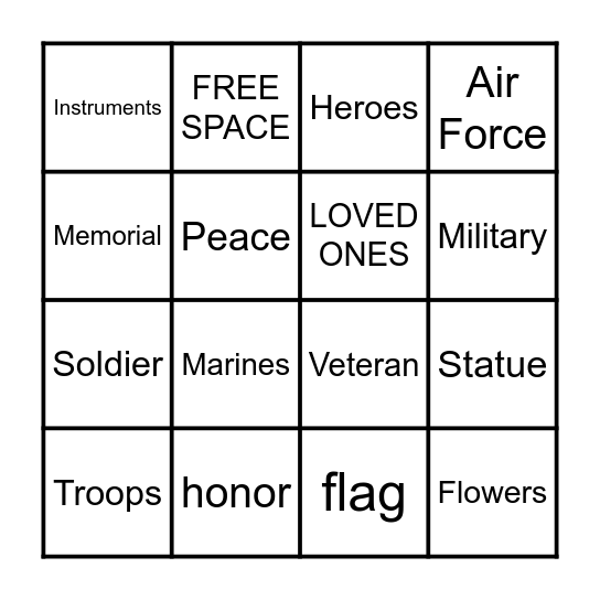 MEMORIAL DAY BINGO Card
