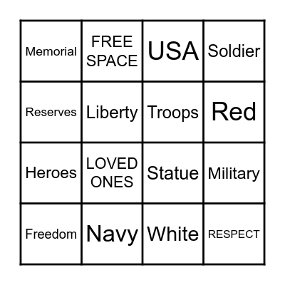 MEMORIAL DAY BINGO Card