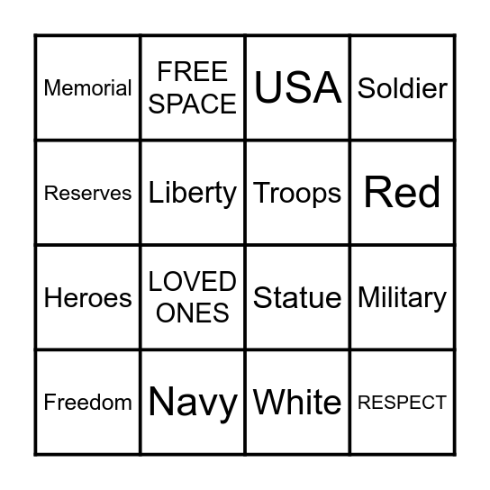 MEMORIAL DAY BINGO Card