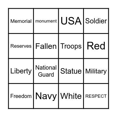 MEMORIAL DAY BINGO Card