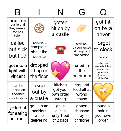 Congrats Kelly! Bingo Card