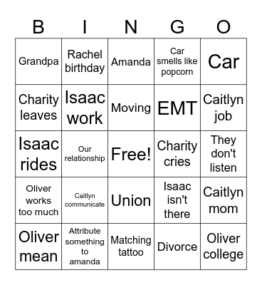 Family meeting bingo Card