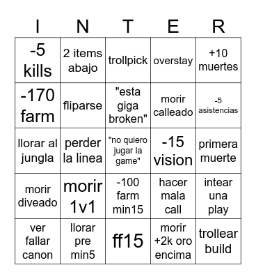 lolsito otro Bingo Card