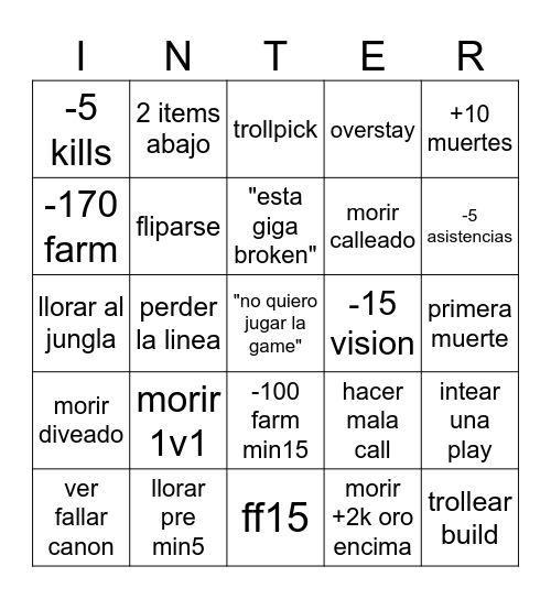 lolsito otro Bingo Card