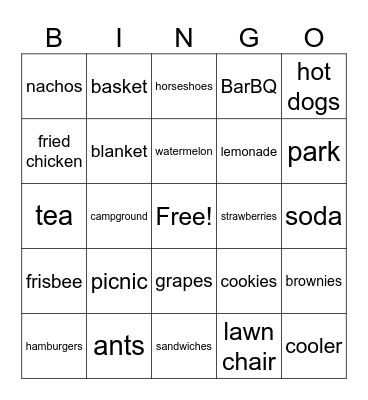 Picnic Bingo Card