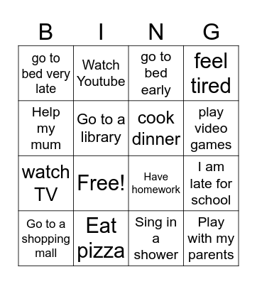 Adverbs of frequency Bingo Card