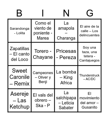 El Repóker Musical Bingo Card
