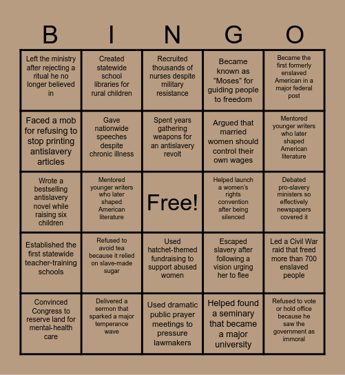 Senior Bingo! Bingo Card