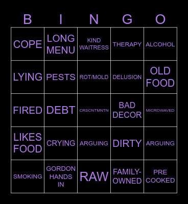 KITCHEN NIGHTMARE Bingo Card