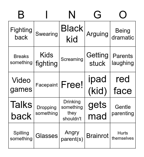 0IQ kids Bingo Card