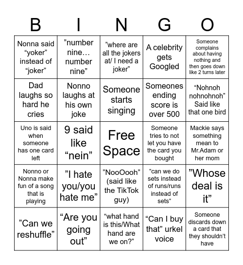 Shanghai With the Turks Bingo Card