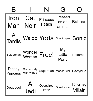 Comic-Con Bingo Card