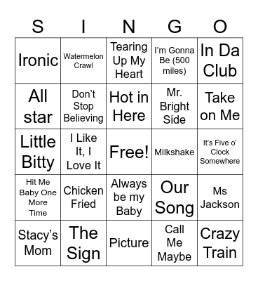 Classics Edition Bingo Card