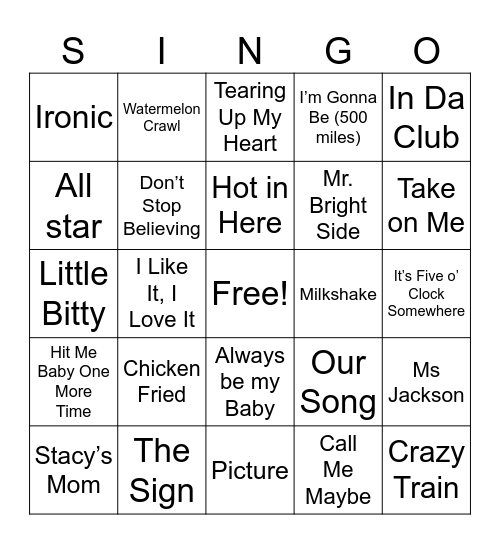 Classics Edition Bingo Card