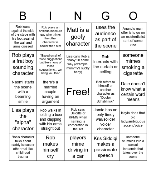 Party Hard Bingo Card