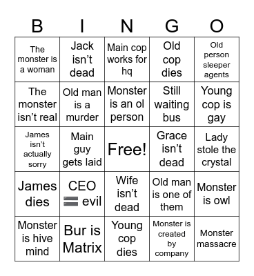 Burrow Bingo Card