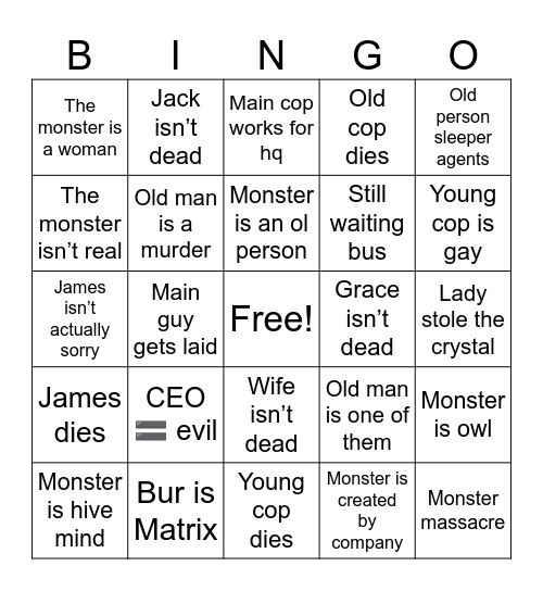 Burrow Bingo Card