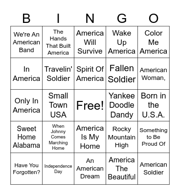 Memorial Day Bingo Card