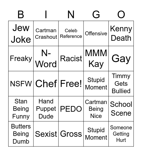 SOUTH PARK BINGO Card