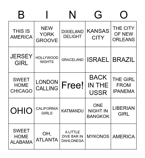 Geography Bingo Card