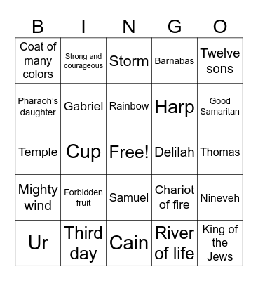 Bingo in the Bible 3 Bingo Card