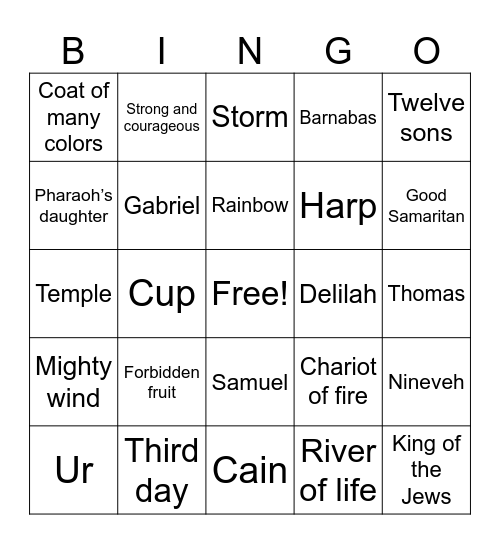 Bingo in the Bible 3 Bingo Card