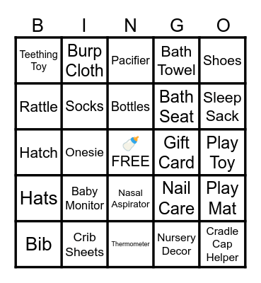 Baby Shower Bingo Card