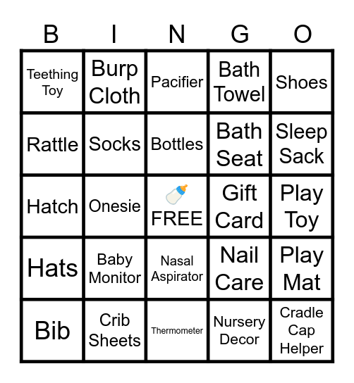 Baby Shower Bingo Card