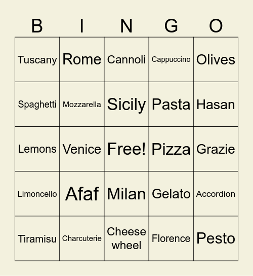 Untitled Bingo Card
