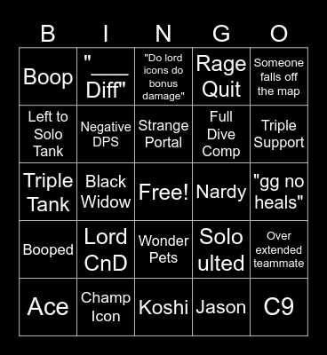 Marvel Rivals Bingo Card