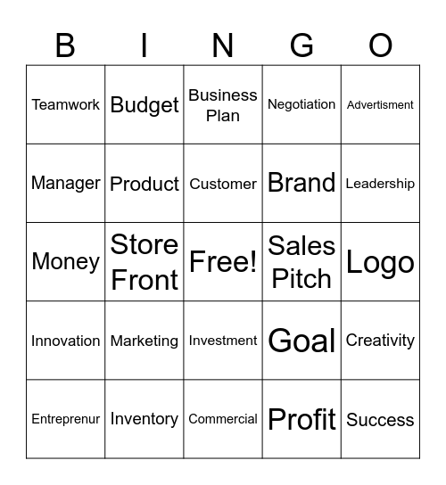 Business Bootcamp Bingo Card