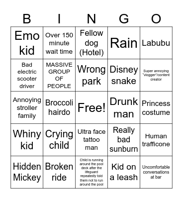 Disney bingo Card