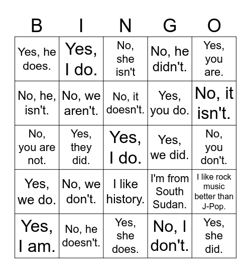 Please, Please Come Here! Bingo Card