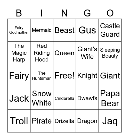 Character Bingo Card
