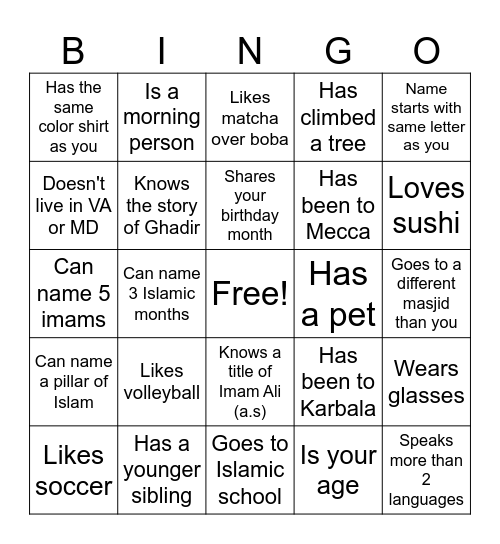 Find Someone Who... Bingo Card