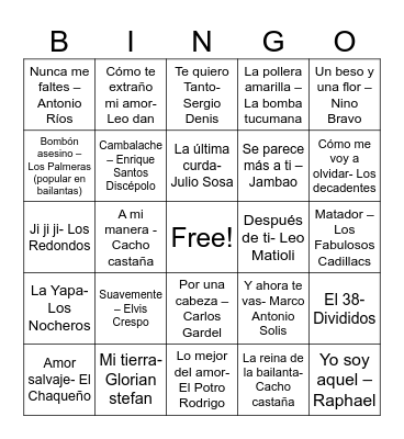 BINGO LITO 80 AÑOS Bingo Card