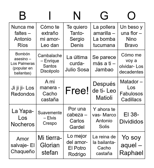BINGO LITO 80 AÑOS Bingo Card