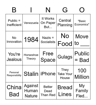 Anti-Leftist Bingo!!! Bingo Card