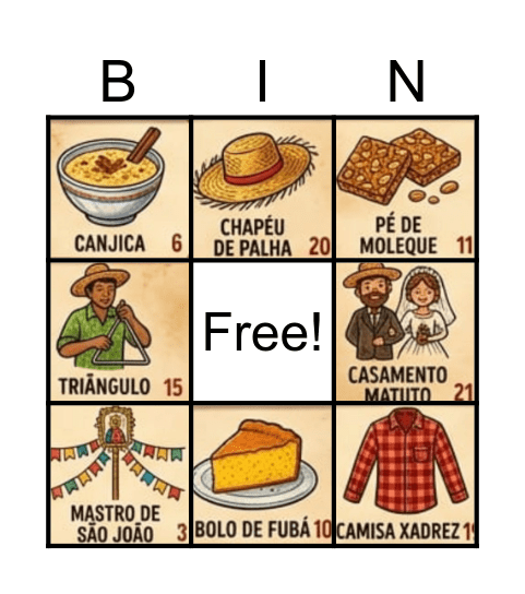 Bingo de São João Bingo Card