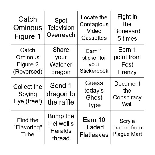 Rot on Film: Observation Hub Bingo Card
