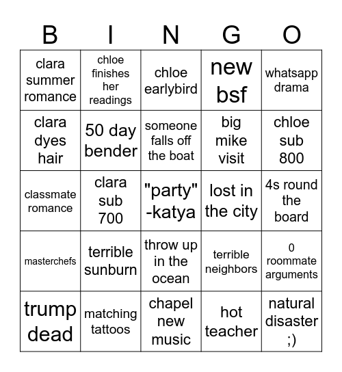 GREECE Bingo Card