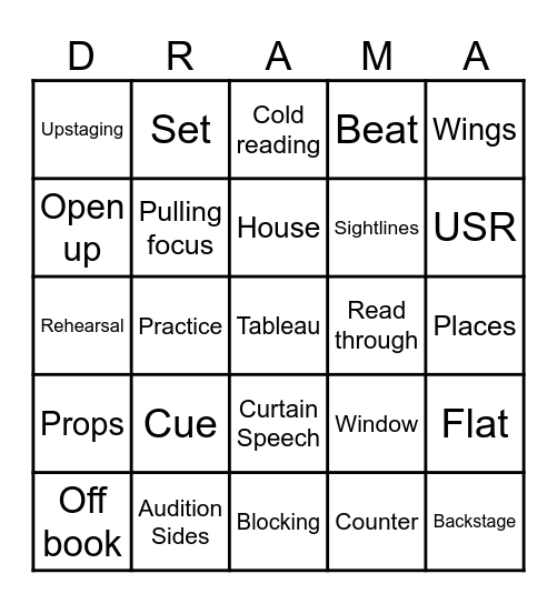 Terms & Vocabulary Bingo Card