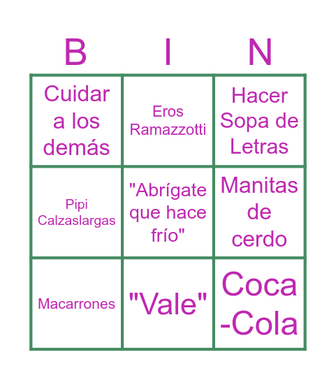 Los 60 años de mamá Bingo Card