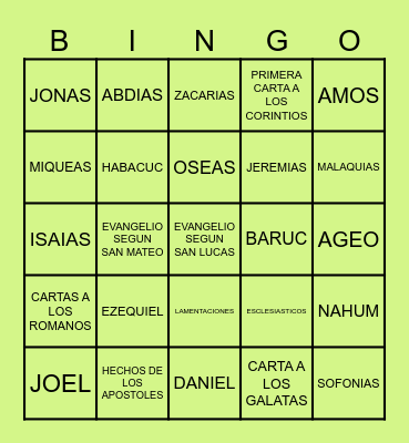BIBLIA   EN   EL Bingo Card