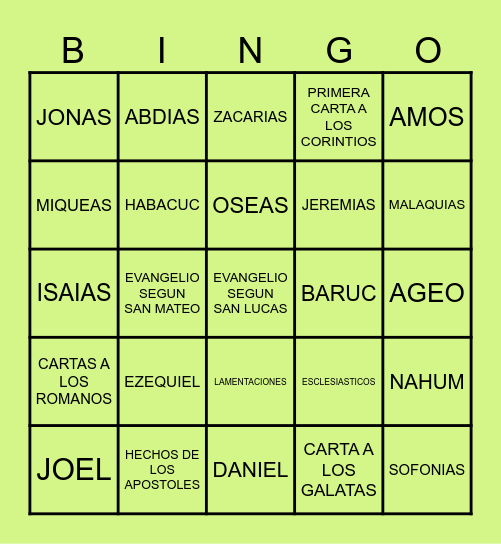 BIBLIA   EN   EL Bingo Card