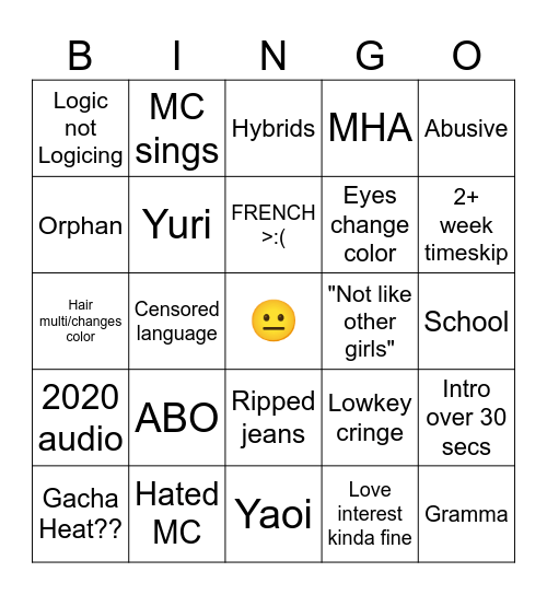 Gacha Bingo Card
