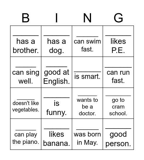 Untitled Bingo Card