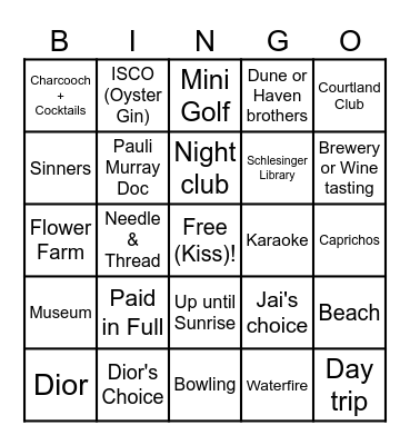 Summer Shenans Bingo Card